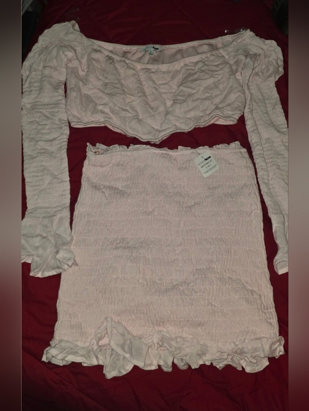 Fashion Nova Light Pink Smocked Matching Set